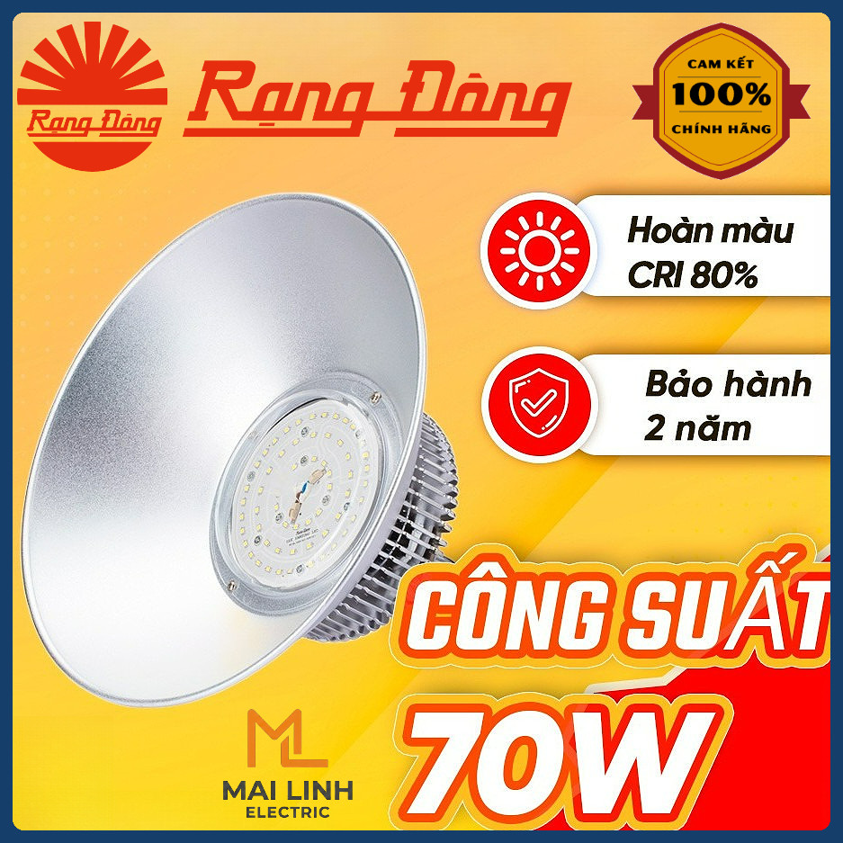 (Rạng Đông) Đèn led Highbay nhà xưởng 70W Nhôm Đúc - Đèn chiếu công nghiệp -Tản nhiệt, chiếu sáng li
