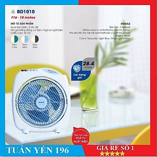 [Hỏa Tốc] 🌟Quạt Bàn Đảo 3 Tấc Senko BD1010/ BD8860 Ngã Tự Động Tắt🌟 - Hàng chính hãng