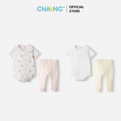 [CHAANG 0-12M] Bộ Bodychip cổ bèo Bloom có cúc sau cho bé gái