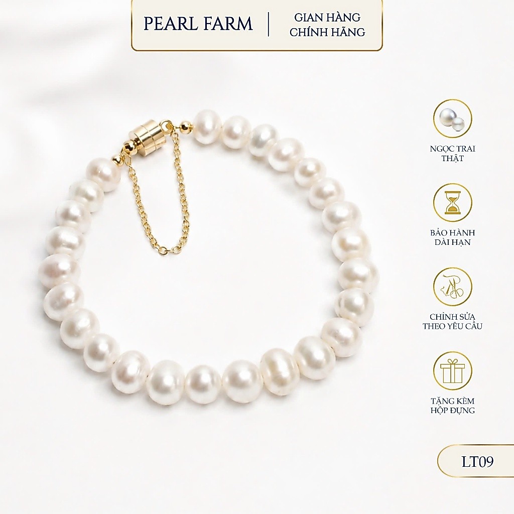 Lắc Tay Ngọc Trai Khóa Nam Châm Hợp Kim Chắc Chắn Pearl Farm