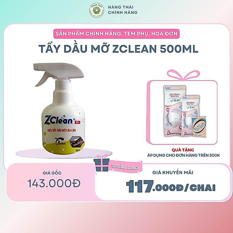 TẨY DẦU MỠ ZCLEAN 500ML - Loại bỏ dầu mỡ hiệu quả, làm sạch sâu, không gây ảnh hưởng đến bề mặt, sản