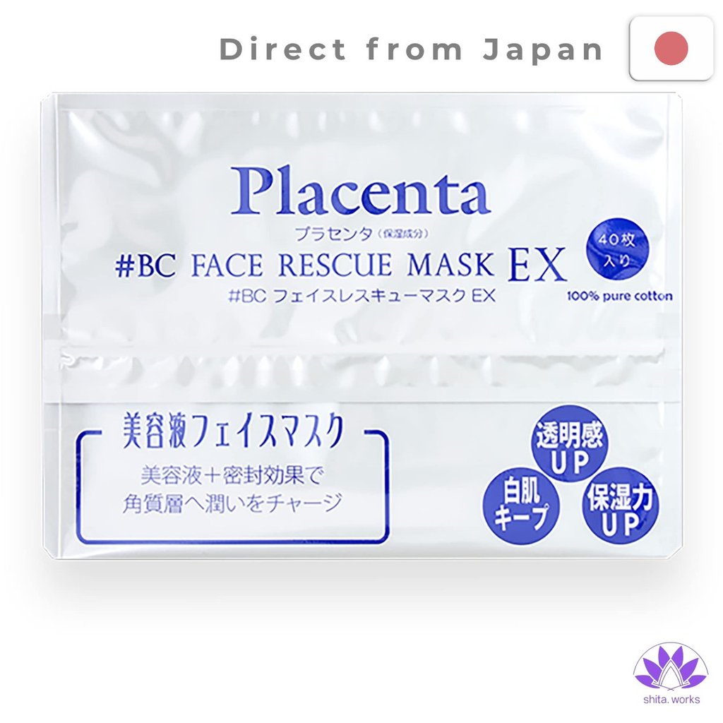 ・Direct from Japan・ Mặt nạ dưỡng da mặt Placenta Face Rescue Mask EX (40 miếng)