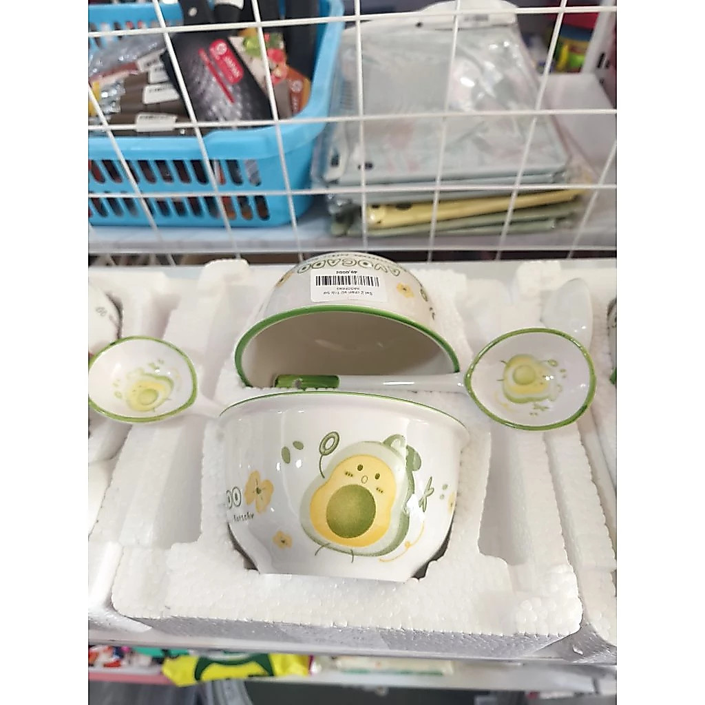 Set 2 Chén Sứ Tặng Kèm 2 Muỗng Sứ Cao Cấp