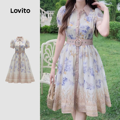 (thanh lịch) Lovito  Mẫu váy có đai phong cách dân tộc cho Nữ mùa Xuân/Hè LK3ED163