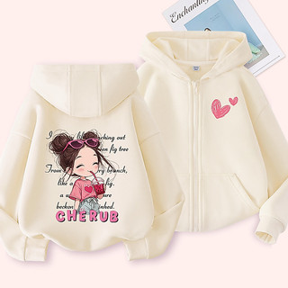 W.G.Q Áo Hoodie cho bé gái , Áo khoác mỏng mùa xuân thu có in hình bé gái dễ thương, mềm mại thoải mái thời trang phù hợp