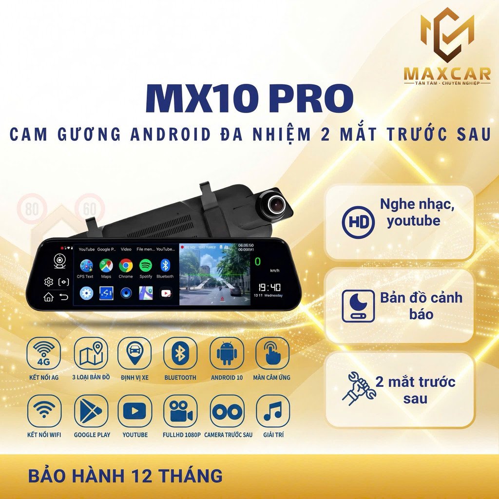 CAMERA HÀNH TRÌNH GƯƠNG MX10 PRO CẢNH BÁO DẪN ĐƯỜNG VIETMAPS2