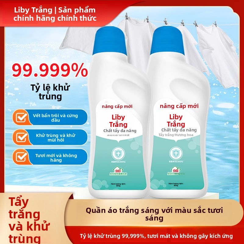 Nước tẩy trắng Liby cho quần áo trắng, dung dịch tẩy trắng kháng khuẩn, chất tẩy khử mùi