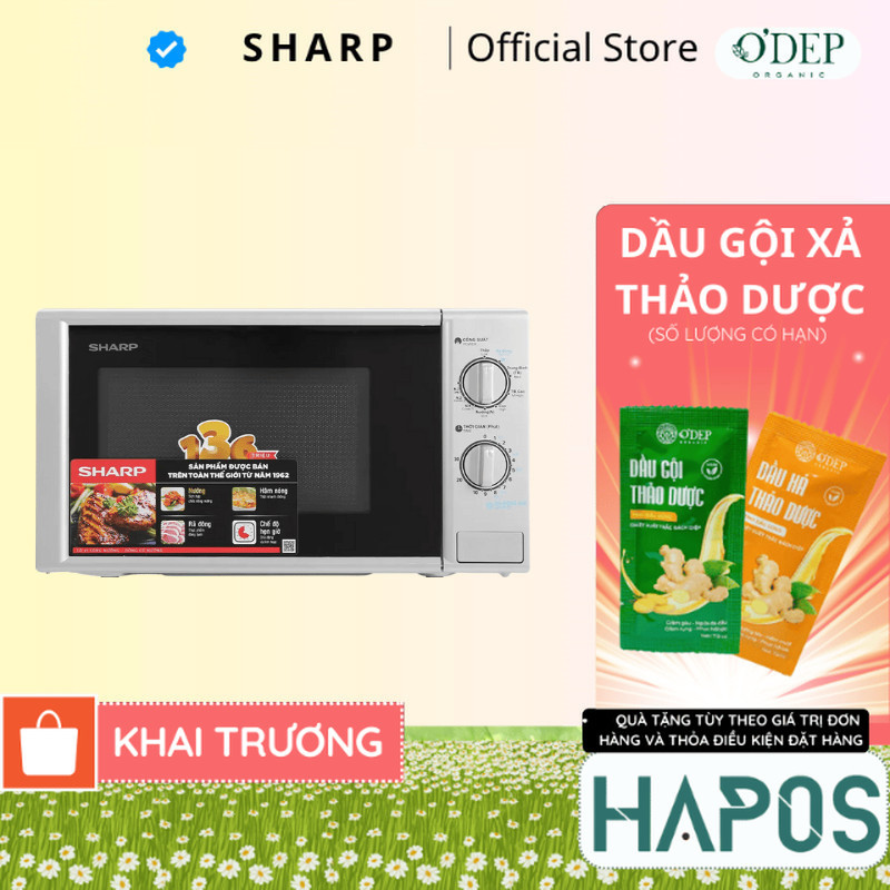 Lò vi sóng có nướng Sharp R-G228VN-SL - 20L - Hàng chính hãng - Bảo hành 12 tháng - HAPOS HEL