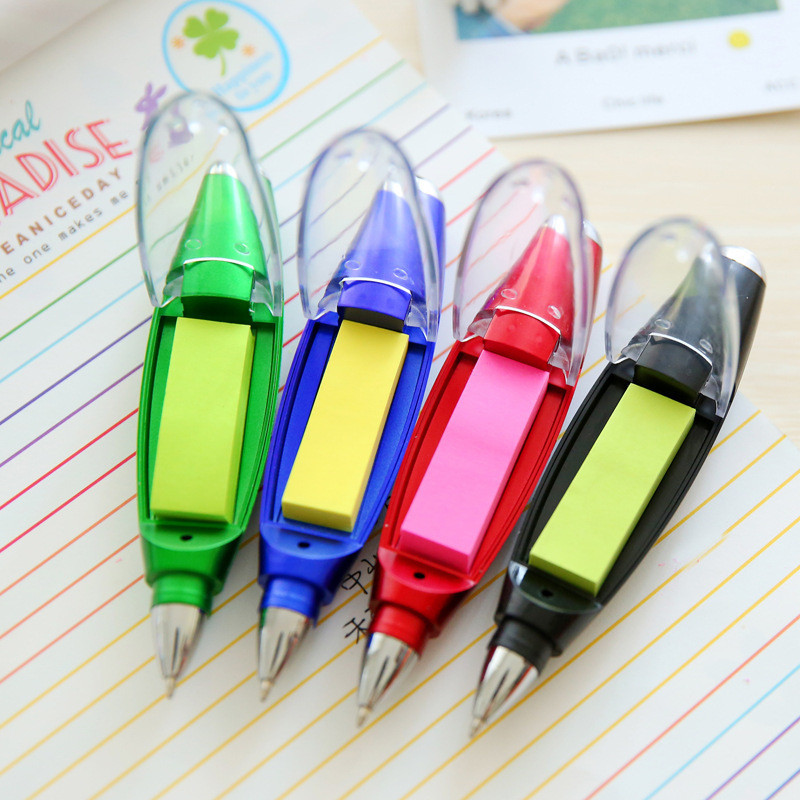 remai#Creative Multi-functional Sticky Notes LED Light Ballpoint Pen Sticky Notes Light Pen Student 