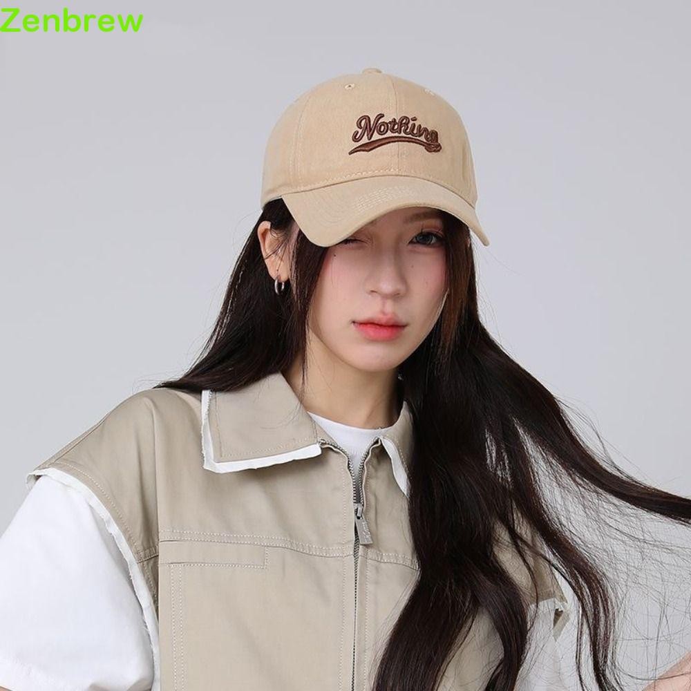 ZENBREW​ Mũ bóng chày thêu chữ, Mũ chống nắng Cotton màu trơn Y2K, Chống nắng thời trang Chống tia c