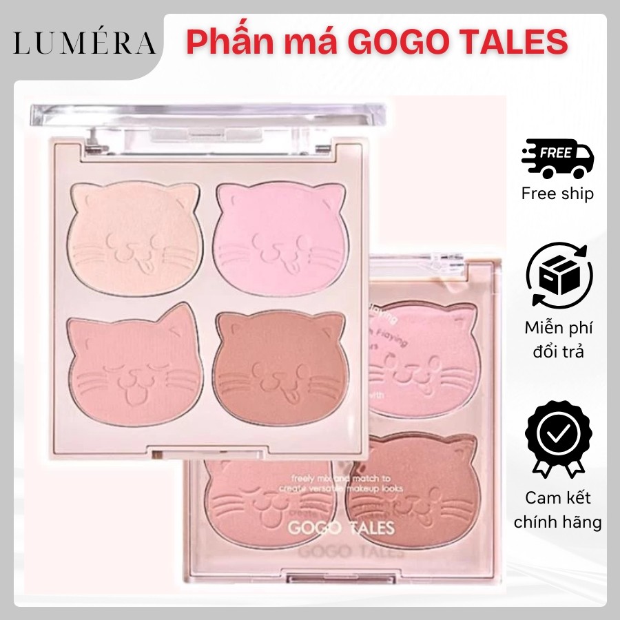 Phấn Má Hồng GOGO TALES GT772 4 Ô Mèo Đáng Yêu Lovely Cat Sweetish 10g