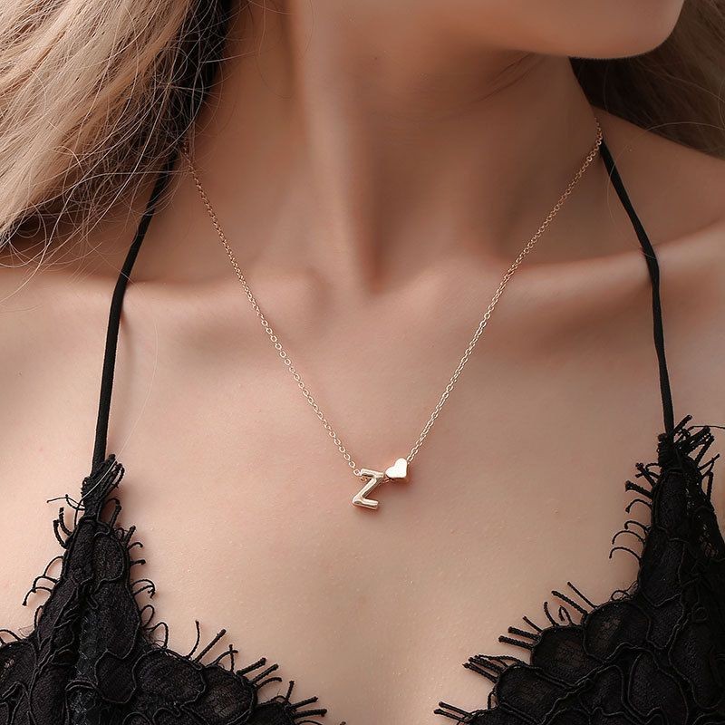 Hot Sale#Hot Selling Simple Heart Necklace26Heart-shaped Fashion Mother English Mother Pendant Short