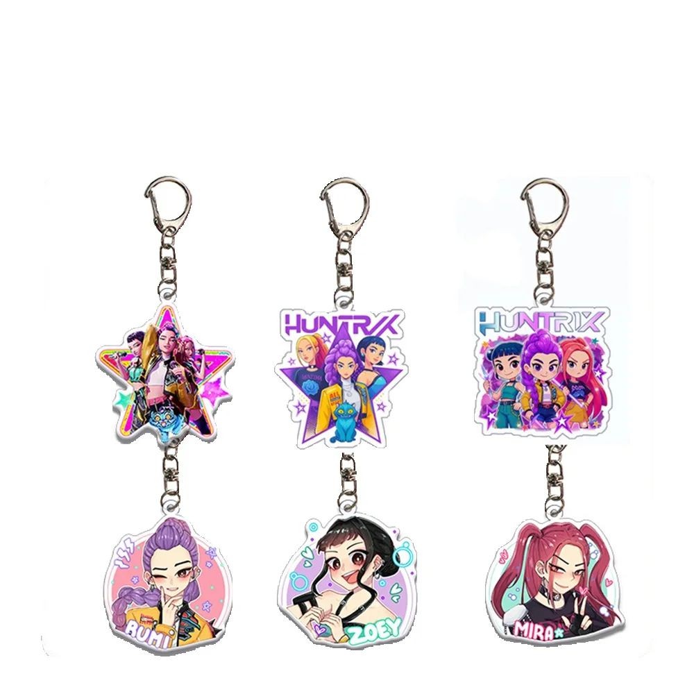 KPOP DEMON HUNTERS Acrylic Keychain Saiaboy HUNTRIX Keyring Pendant Cartoon Bag Accessories JINU ABB