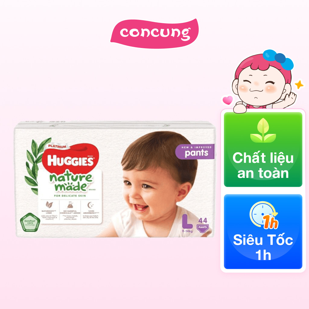 Combo 3 Tã quần siêu cao cấp Huggies Platinum Nature Made L 44 miếng - concung