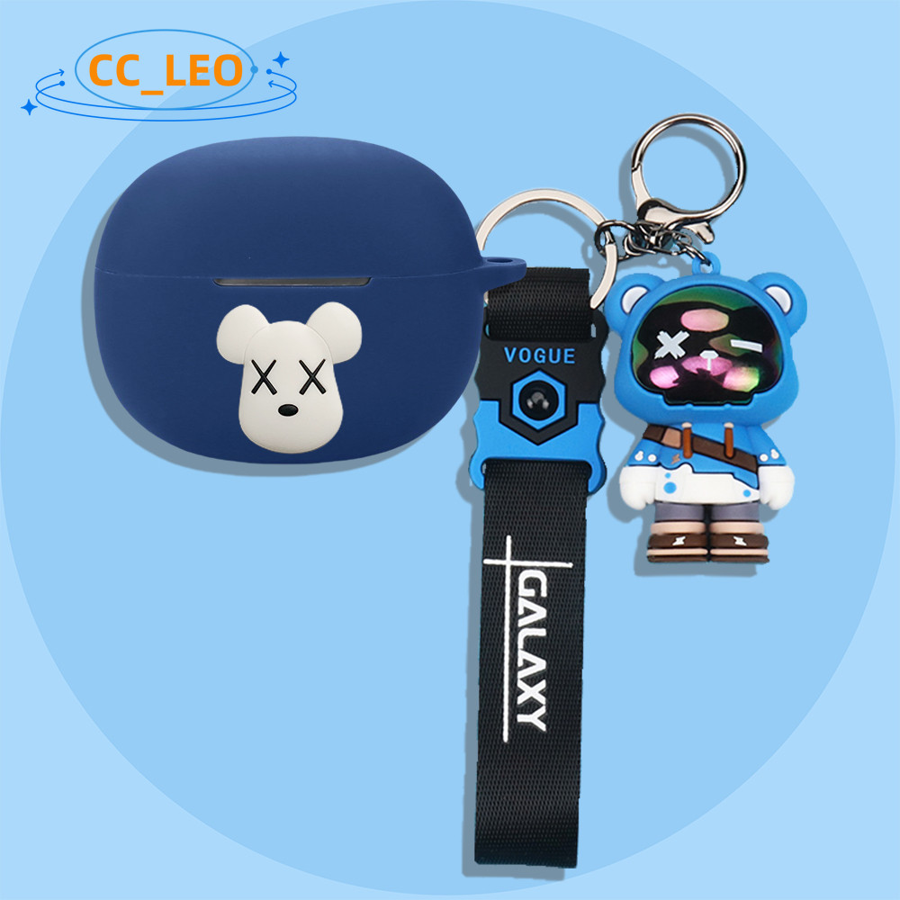 Case for QCY MeloBuds N70 Cute Plush Pendant Cartoon Astronaut Bear Keychain Silicone Soft Case Suit