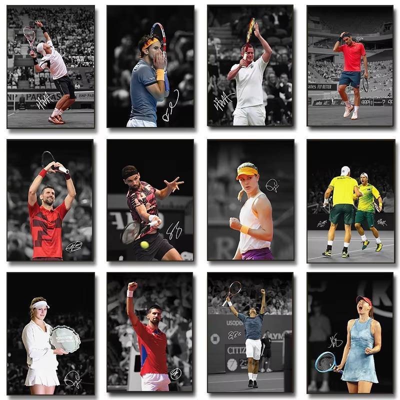 Roger Federer Tennis Canvas Treo Tường Nghệ Thuật Quạt Thể Thao Trang Trí Phòng