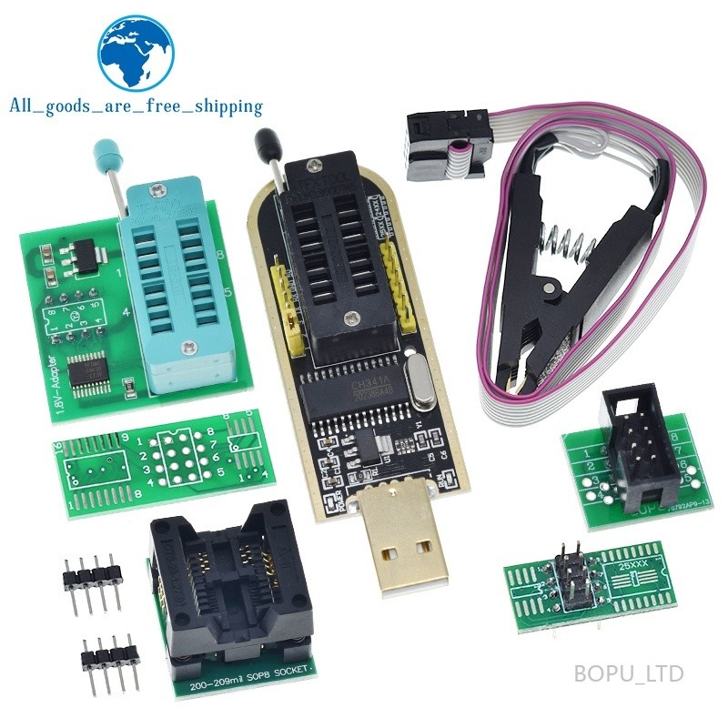 CH341A / CH341B 24 25 Series EEPROM Flash BIOS Mô-đun lập trình USB SOIC8 SOP8 Kẹp kiểm tra cho EEPR