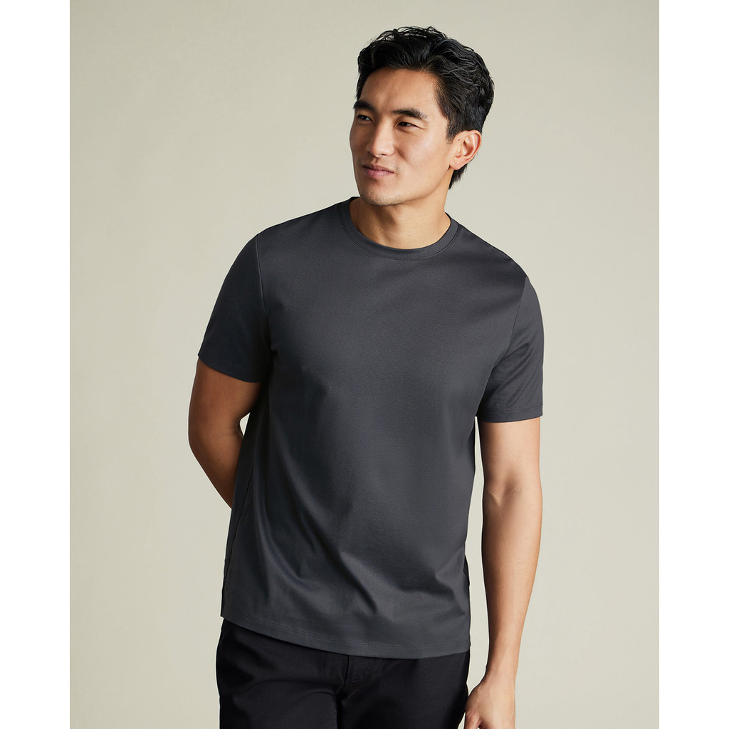 CHARLES TYRWHITT - Áo thun nam cổ tròn tay ngắn Pure Cotton JET0025-GRP