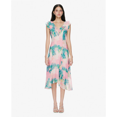 GIGI - Đầm sát nách midi cổ chữ V in hoa nữ tính_G2102D251109-82