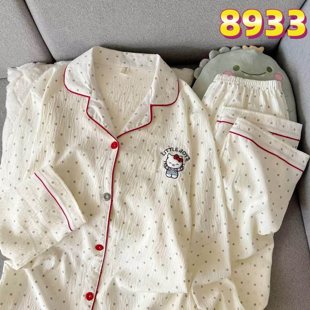 Đồ ngủ nữ Pijama hoạ tiết dễ thương Học sinh thiếu nữ bộ dài tay đồ bộ mặc nhà Bộ đồ ngủ pyjama 8933