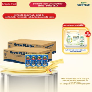 Combo 2 Thùng 48 hộp Sữa Bột Pha Sẵn Nutifood GrowPLUS+ Biếng Ăn (Xanh) 180ml -Trên 2 tuổi - Tăng Cân Khỏe Mạnh