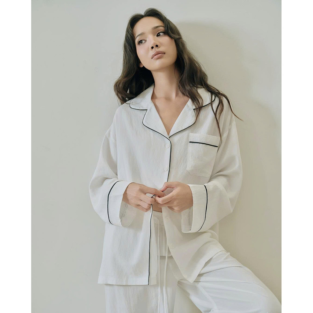Set áo pijama tay dài và quần dài viền màu CEE STUDIO