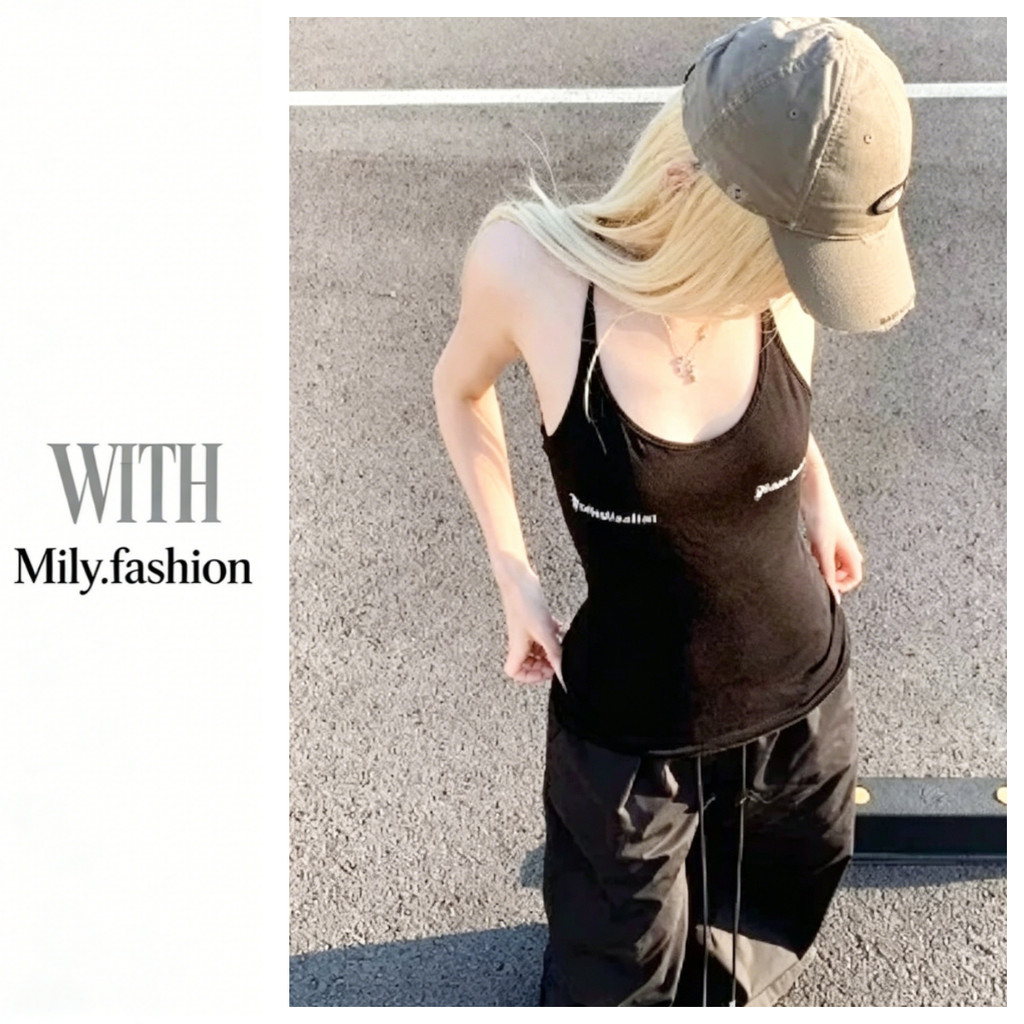 Milyfashion All-Match Retro Không Tay Sling Slim-fit Slimer Look Phong Cách Mới Hơi Trong Suốt Quần 