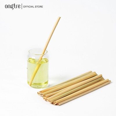 Ống Hút Tre Tự Nhiên 25cm ONGTRE Bộ 10 Chiếc, Tái Sử Dụng, Đường Kính 6–8mm, Phù Hợp Cafe, Nhà Hàng, Khách Sạn
