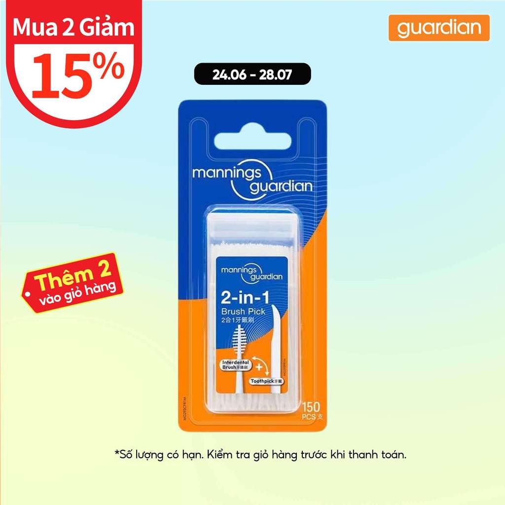 Tăm Chỉ Nha Khoa Mannings Guardian Brush Pick 2 In 1 150 Cây | Guardian Việt Nam