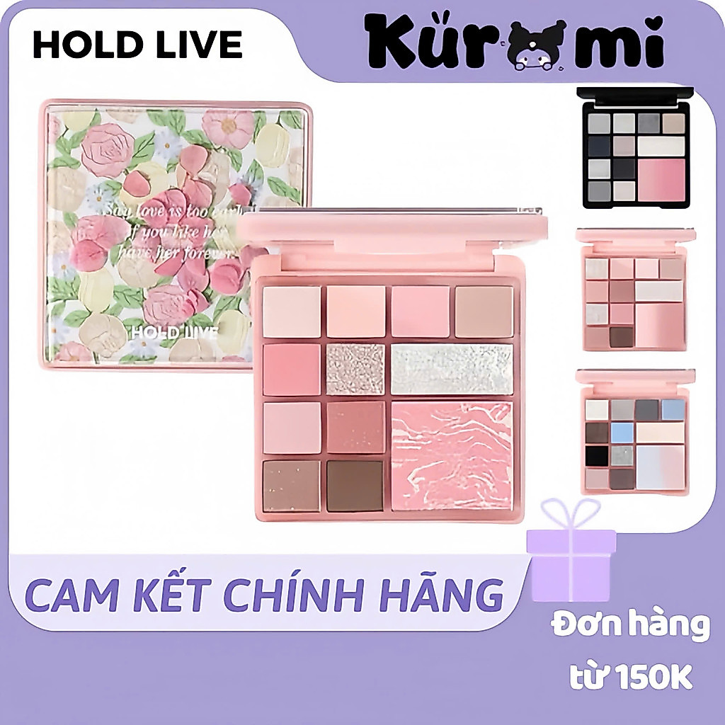 [HOLD LIVE] Bảng Phấn Mắt HOLD LIVE 12 Ô Vườn Hoa, Hoa Khô Kèm Má Hồng/Highlight Secret Garden Kurom