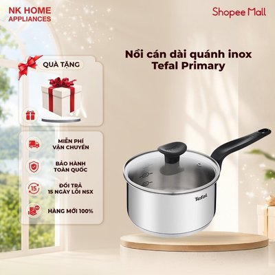 Nồi cán dài quánh inox Tefal Primary 16cm 1.5L - Dùng cho mọi loại bếp - Bảo hành 24 tháng