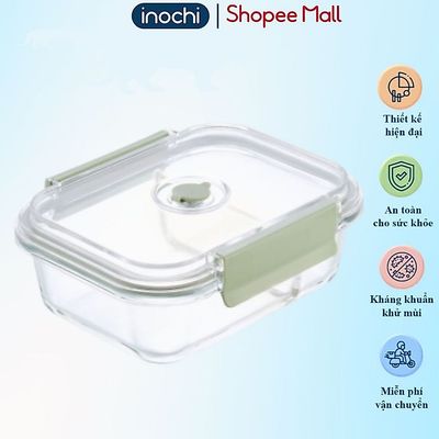 Hộp thuỷ tinh chữ nhật Inochi VALVE, thiết kế nắp kín chống rò rỉ, sử dụng được trong lò nướng