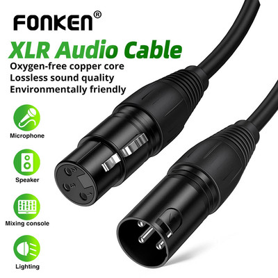 Fonken Canon Cáp XLR Cân Bằng Cáp Âm Thanh Nam Đến Nữ Trộn Âm Thanh Micrô Cáp Nối Dài Chuyên Nghiệp