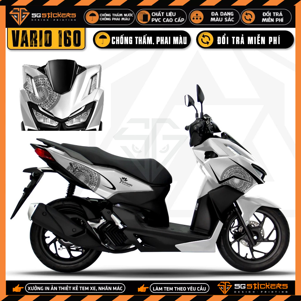 Tem Xe Vario 160 2023 Mẫu số 160 Trống Đồng | VAR160-08 | Team Decal Dán Xe Máy Chống Nước Bền Màu C