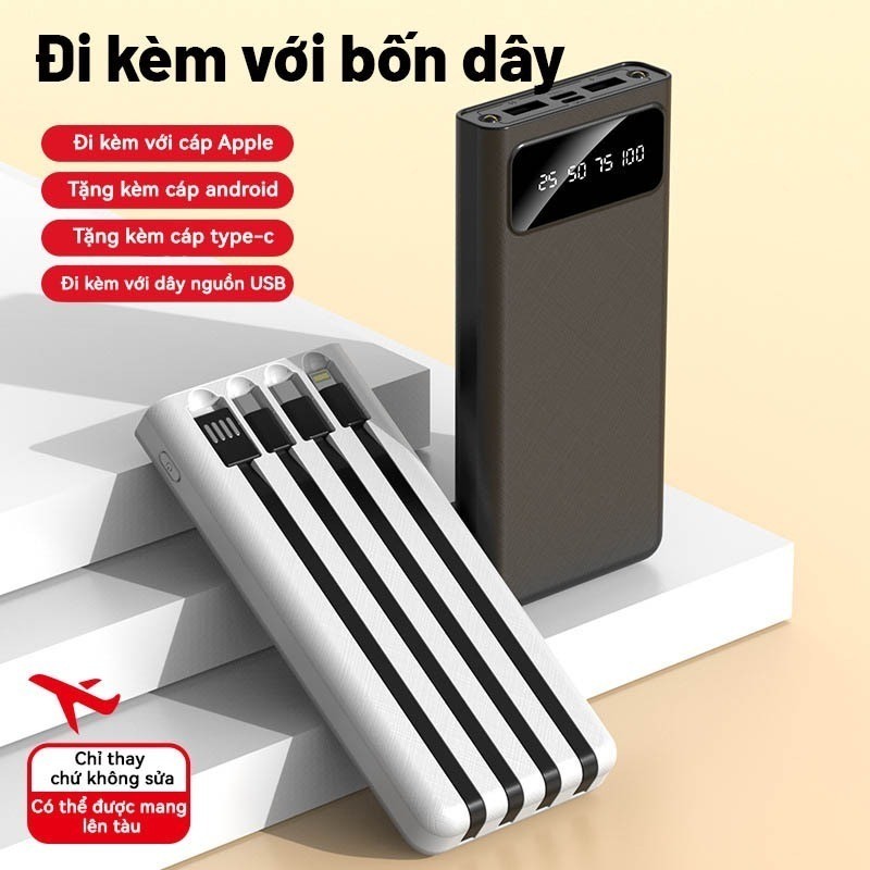 Sạc dự phòng 50000mAh pin sạc dự phòng Có 4 Dây Sạc Dây Sạc Iphone Samsung Xaomi Android