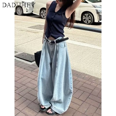 DaDuHey New American Style Ins High Street Hip Hop Jeans Niche High Waist Loose Wide Leg Pants plus Size Trousers