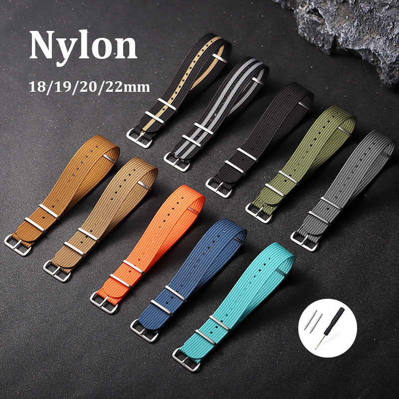 Dây đeo đồng hồ bện Nylon NATO Dây đeo đồng hồ một vòng Vải ZULU Dây đeo đồng hồ 18mm 19mm 20mm 22mm