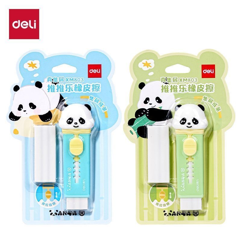 Deli Panda Dudu Đồng Thương Hiệu Push-Pull Tẩy Màu Push-Push-Push Học Sinh Tiểu Học Sử Dụng Tẩy Khôn