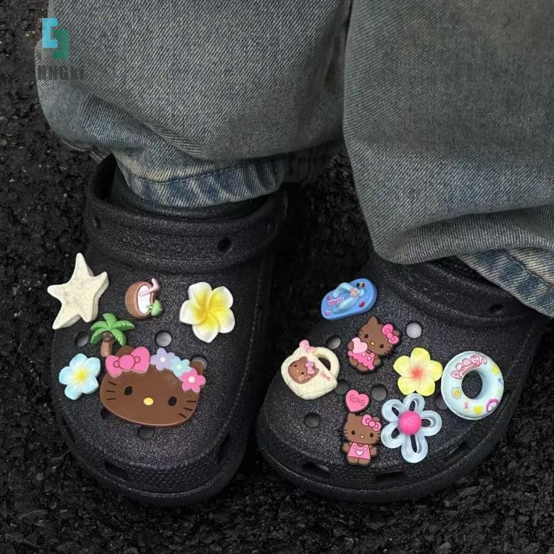 [SHNGki] 13 Chiếc Sanrios Charm Hello Kitty Giày Hoa Accessorie Hawaii Vòng Bơi Hello Kitty Giày Hoa