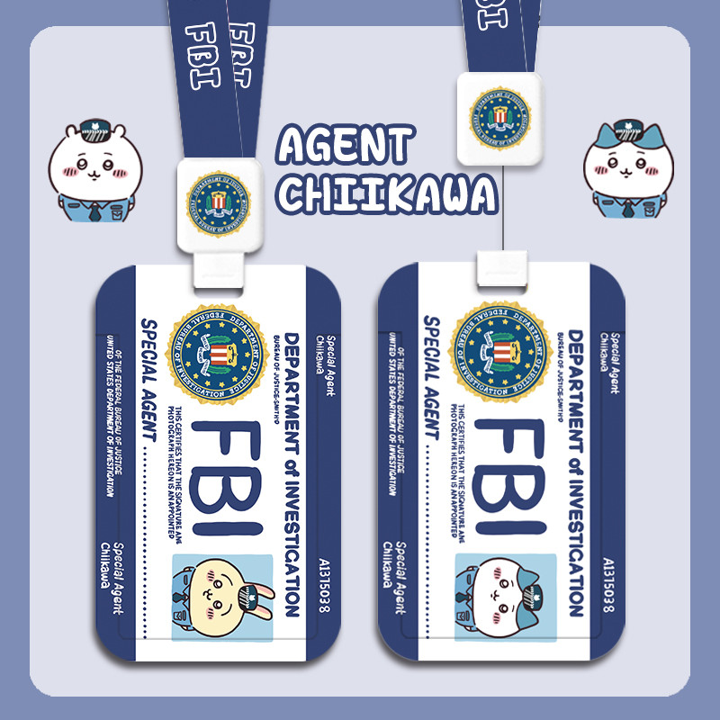 Chiikawa Chiikawa FBI Campus Phim hoạt hình Vỏ bảo vệ có dây buộc có thể thu vào Giấy phép làm việc 