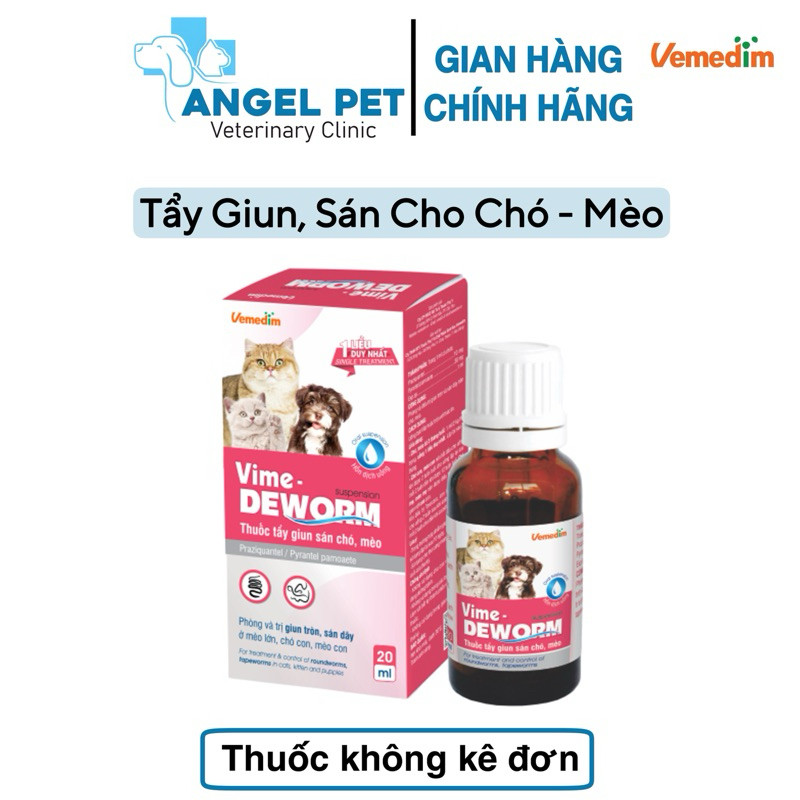 Vime Deworm Vemedim Loại Bỏ Giun Sán Cho Chó Mèo Chai 20ml