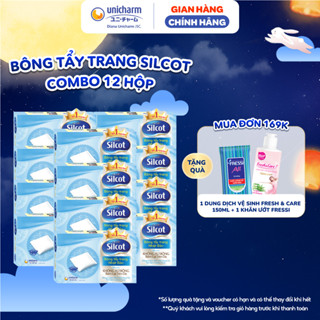 Combo 12 hộp bông bông tẩy trang Silcot 82 miếng/hộp