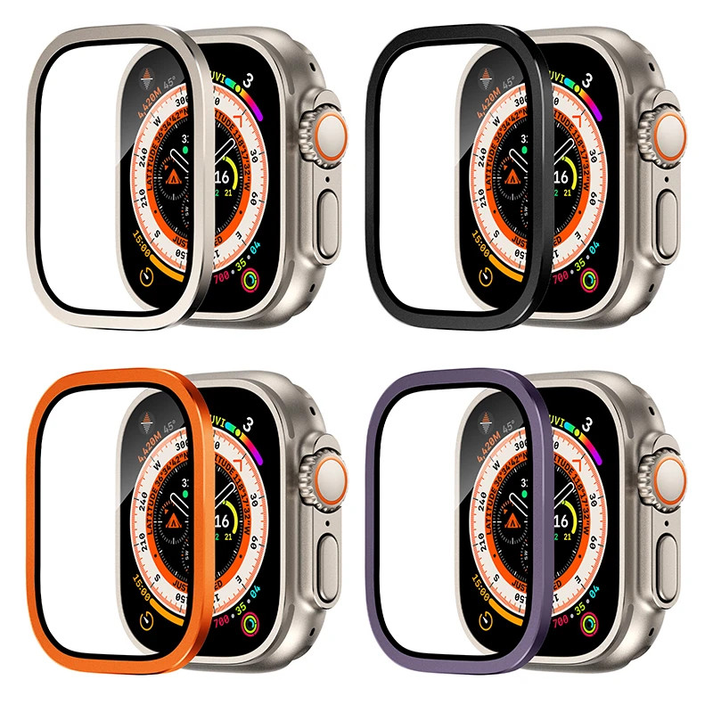 Dành Cho Apple Watch Ultra 3 2 49mm Kính Cường Lực + Hợp Kim Titan Khung Kim Loại Bảo Vệ Màn Hình Ch