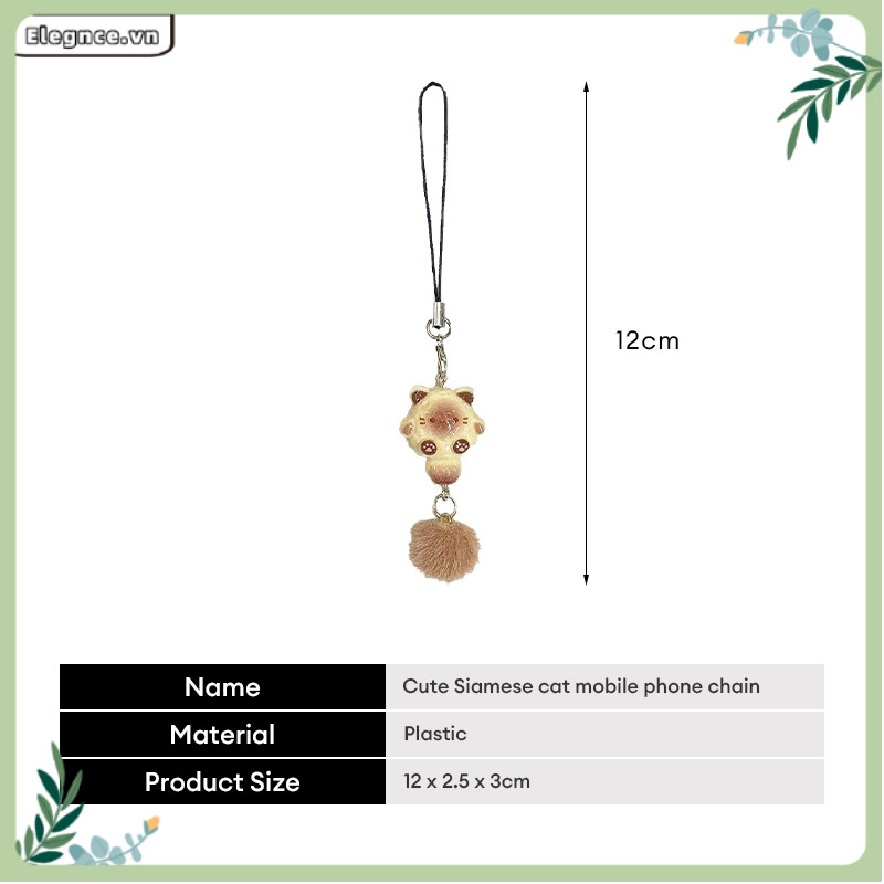 【Elevn】 móc khóa túi hoạt hình  đa năng Móc khóa điện thoại hình mèo Xiêm dễ thương | BigBuy360 - bigbuy360.vn