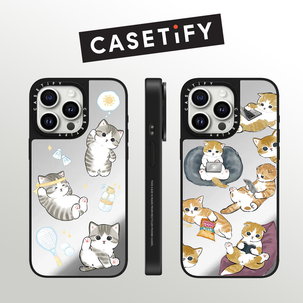 CASETiFG Gương Mèo Vui Nhộn Dễ Thương Tại Họa Tiết Nghệ Thuật Bề Mặt Gương Cao Cấp Bọc Toàn Bộ Thủ C