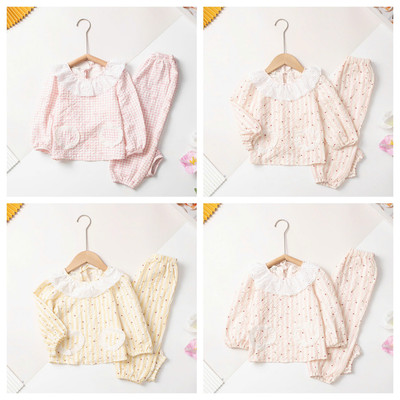 Bộ pijama thô đũi Cổ bèo bé gái LITIBABY size 2/7 tuổi