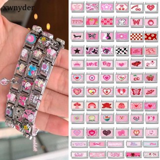 Dòng sản phẩm màu hồng Vòng tay charm Ý vừa vặn với vòng tay thép không gỉ 9mm DIY Phụ kiện làm đồ trang sức Mô-đun cá tính cổ điển Phụ kiện vòng tay