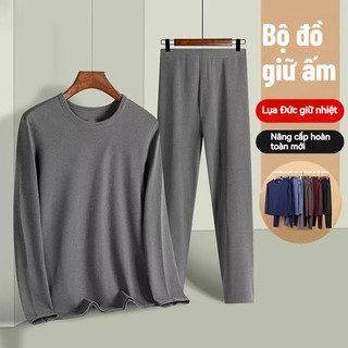  Bộ Đồ Ngủ Nam Cổ Tròn Màu Trơn Giữ Nhiệt và Thoải Máy Cho Mùa Đông 