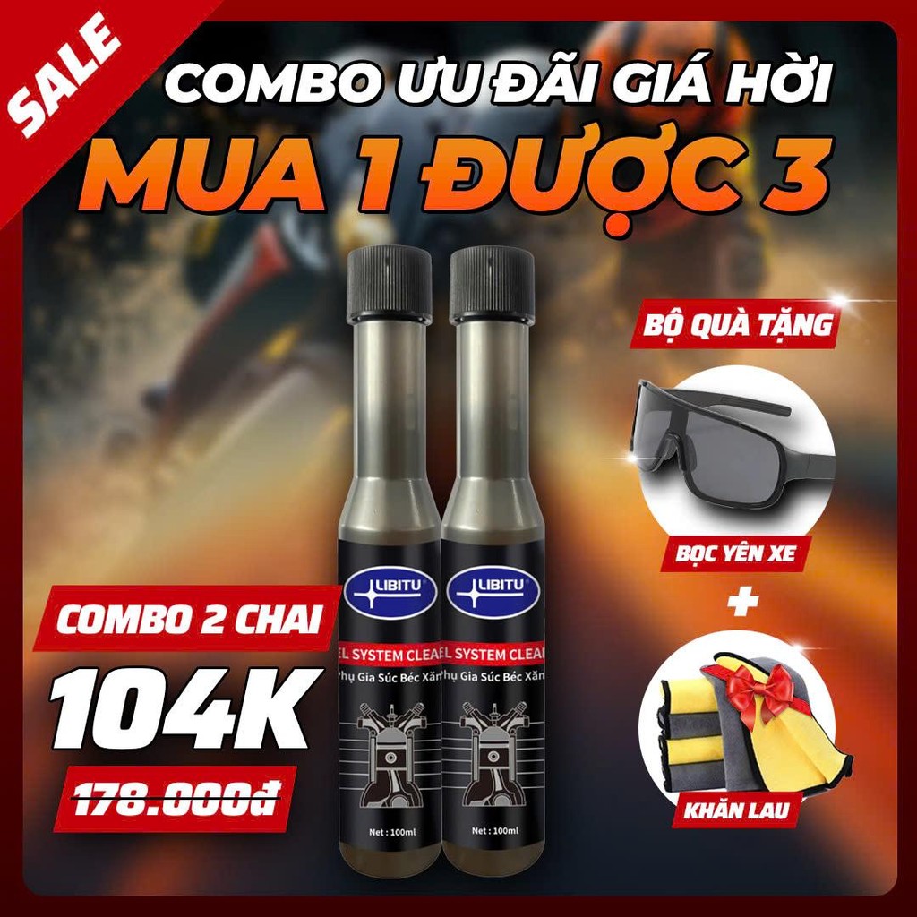 [COMBO 2 CHAI] Vệ Sinh Kim Phun + Buồng Đốt LIBITU - Sạch Cặn Carbon, Tăng Công Suất Động Cơ