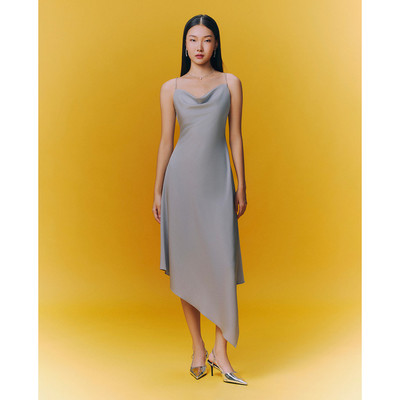 GIGI - Đầm hai dây midi cổ đổ sang trọng_G2102D244196-60